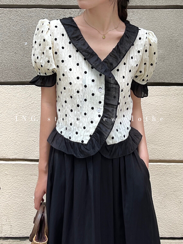 [ing] Korean chic sweet temperament blouse ing-7671# HBx