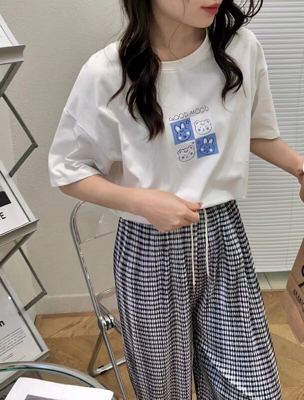 New in early summer! [Irene] simple and versatile printed round neck short sleeve T-shirt ys1-2128# WTT