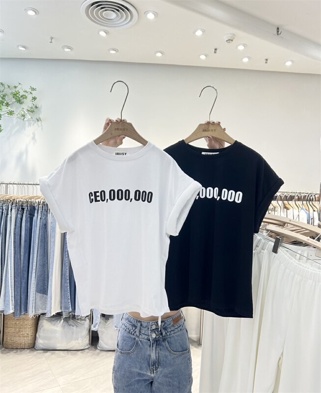 [iris iriisy] design sense Vintage letter printed short sleeve T-shirt ys2-1035# LSL