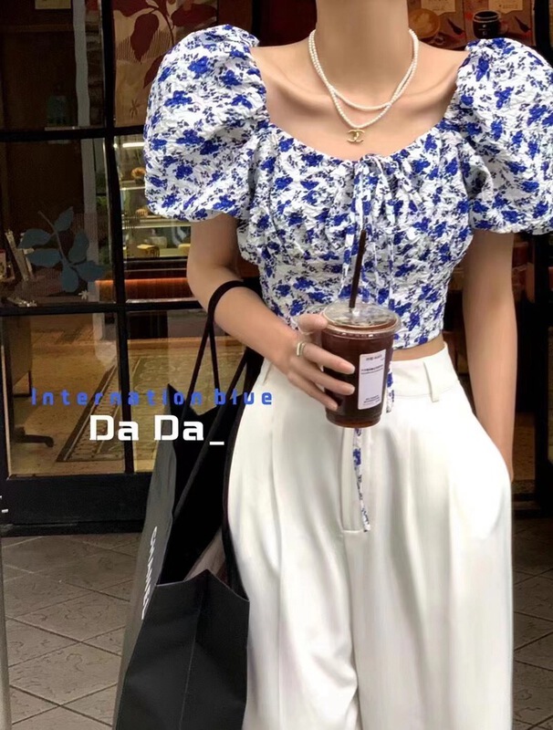 [d.ffstudio] small flowered square neck pullover ys1-1009# WTT