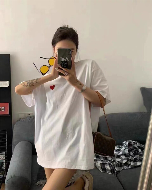 [miss sunflower] embroidered love loose short sleeve T-shirt 3360# ozq