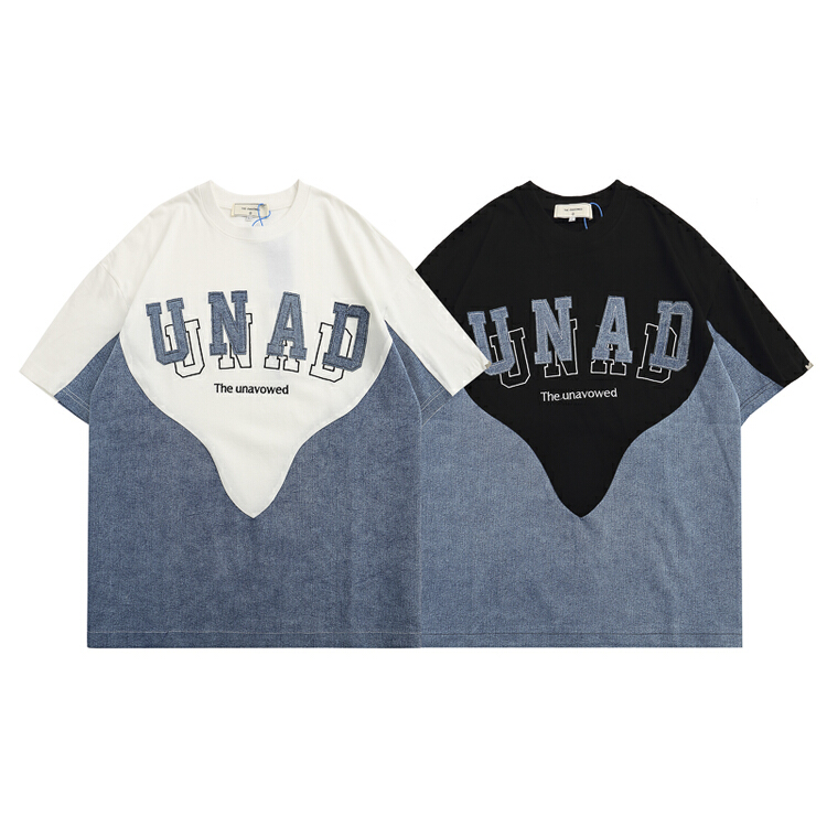 [the unvowed] men's and women's personalized splicing letter printed short sleeve T-shirt 2291# ZZL