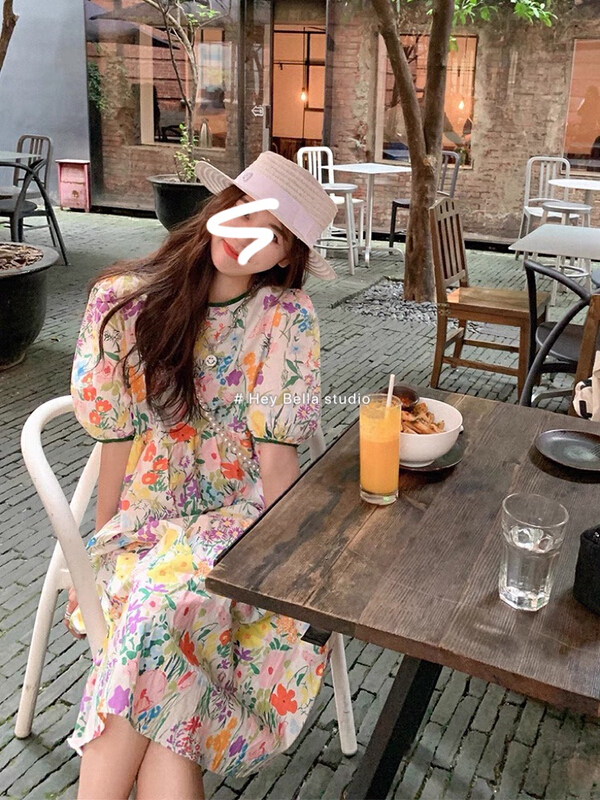 goods in stock! New in early summer! [hey Bella] printed lace up lady dress b1157# ll