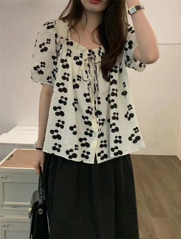 [hi] Korean sweet printed shirt 5220# hjy