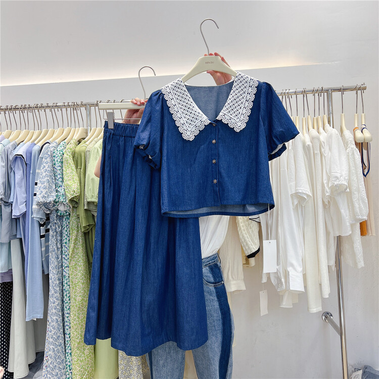 New in early summer! [sendu] Korean style bubble sleeved denim shirt (only for small shirts) 81269# zxx