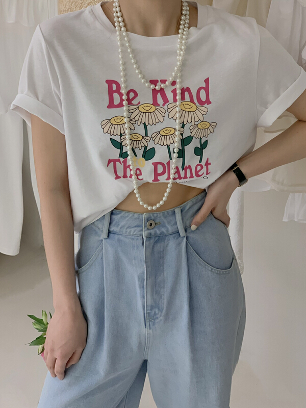 Original price 54.64! New in early summer! [finoa] loose casual Korean cartoon printed short sleeved T-shirt (T-shirt only) 10393# CLS