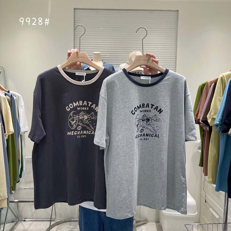 [fifth moon] Korean versatile letter Japanese Short Sleeve T-shirt 9928# CLS