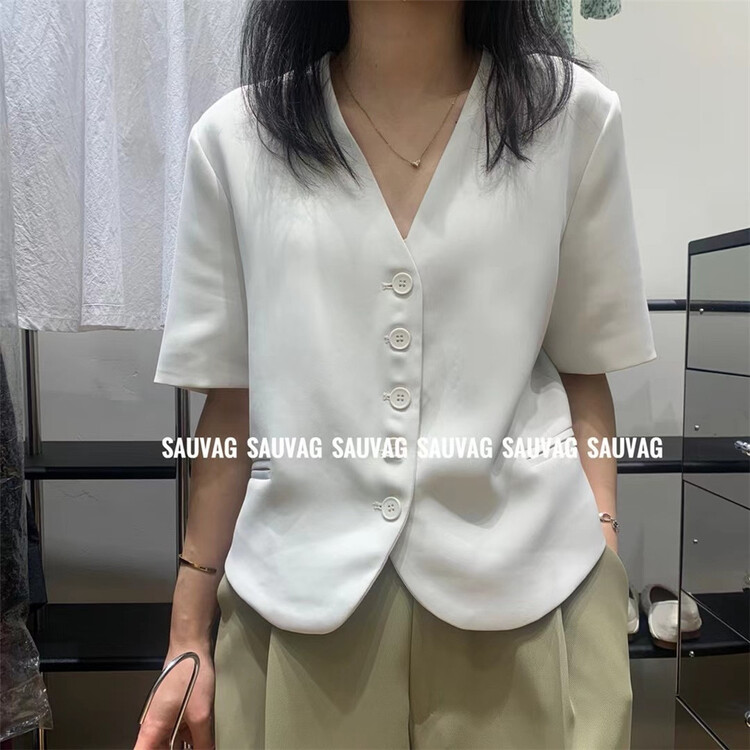 【SAUVAG】V領單排扣舒適短外套  YS1-1876#  L