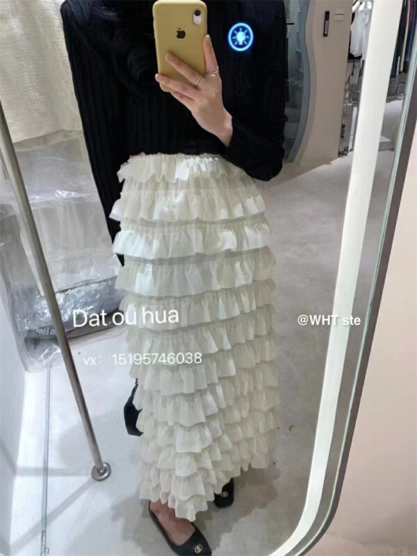 New in early summer! [wht] high waist solid color pleated skirt ys1-3065# WTT