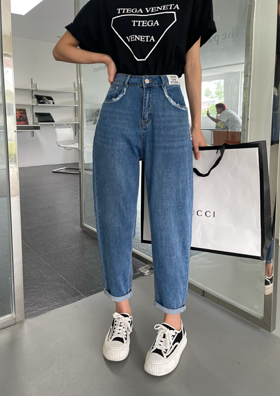 [enxier] featured elastic and slim, versatile Harlan jeans k1881# L