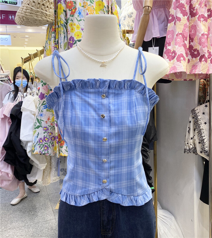 [amega] Korean slim and versatile Plaid vest / sling 6901# HBx
