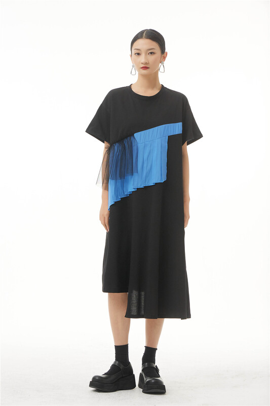 [cyard] round neck stitched fashion dress 90366# L