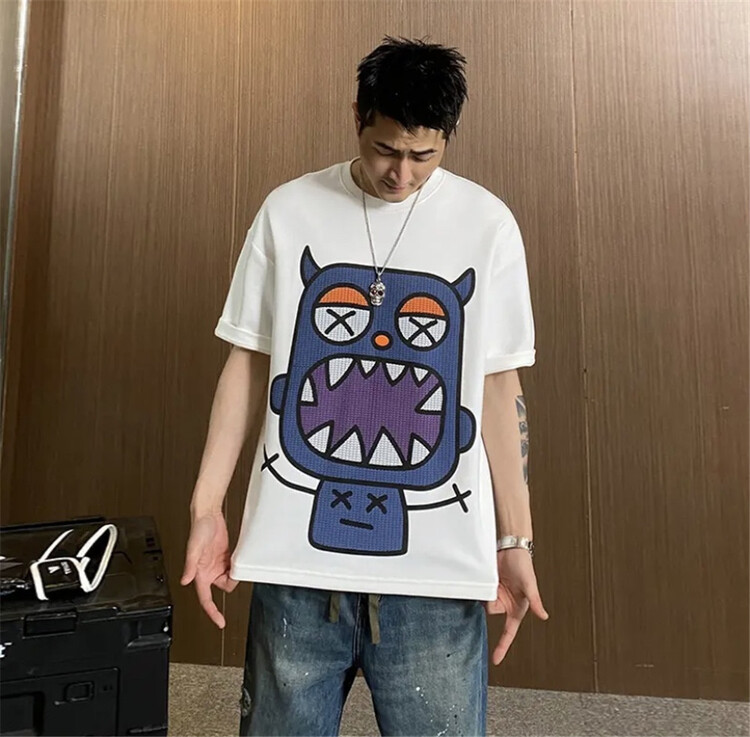 New in early summer! [Binli] round neck loose personalized printed short sleeve T-shirt (excluding necklace) j378# ZZL