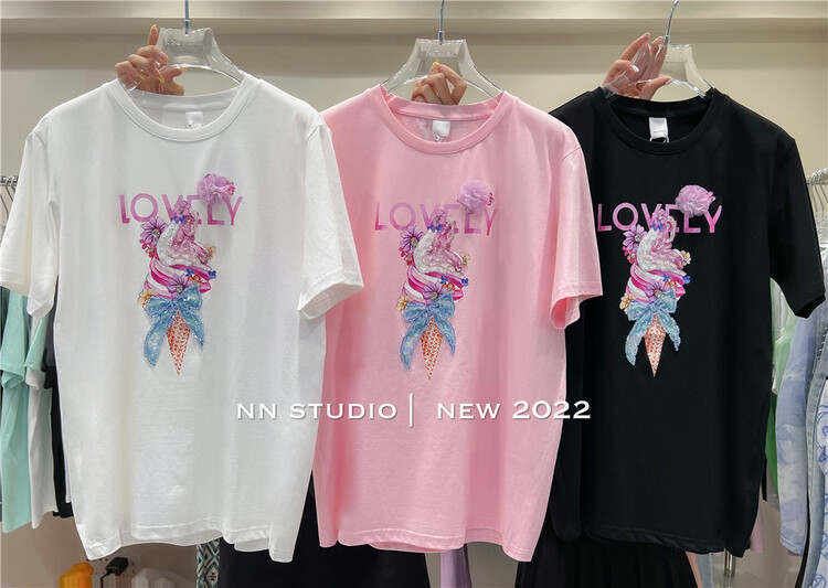 [NN] original design flower ice cream short sleeve T-shirt 7296# XYY