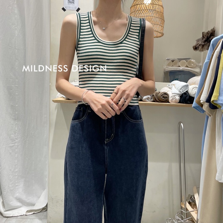 New in early summer! [mildness] stripe comfortable versatile vest / sling b2003# ZSY