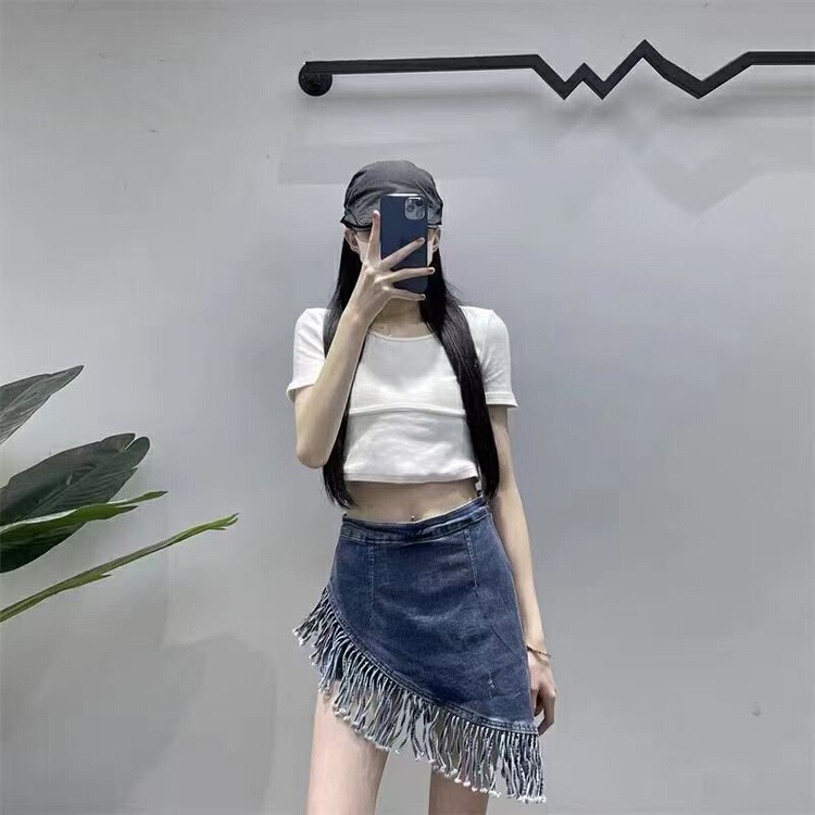 [Rebecca] Korean high waist thin tassel skirt 001# Cl