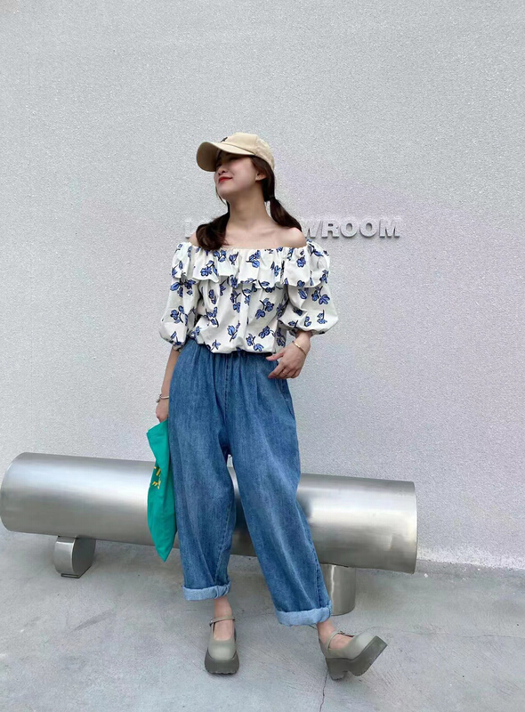 New in early summer! [jtengc Kato] one shoulder age reducing floral blouse 1916# lwy