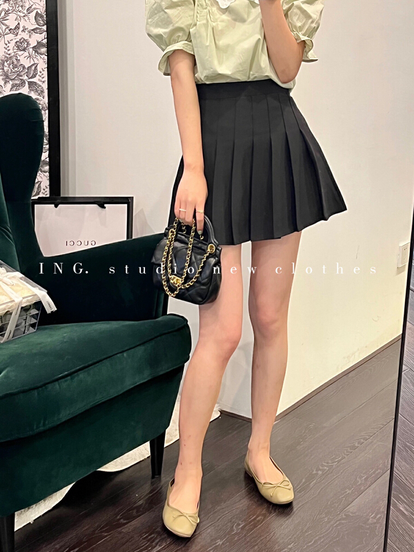 New in early summer! [ing] college style, high waist, thin, age reduced pleated skirt 7386# ZSY