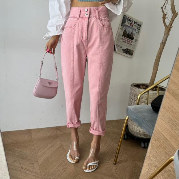 [four seasons] small straight casual high waist jeans 6085# LSL