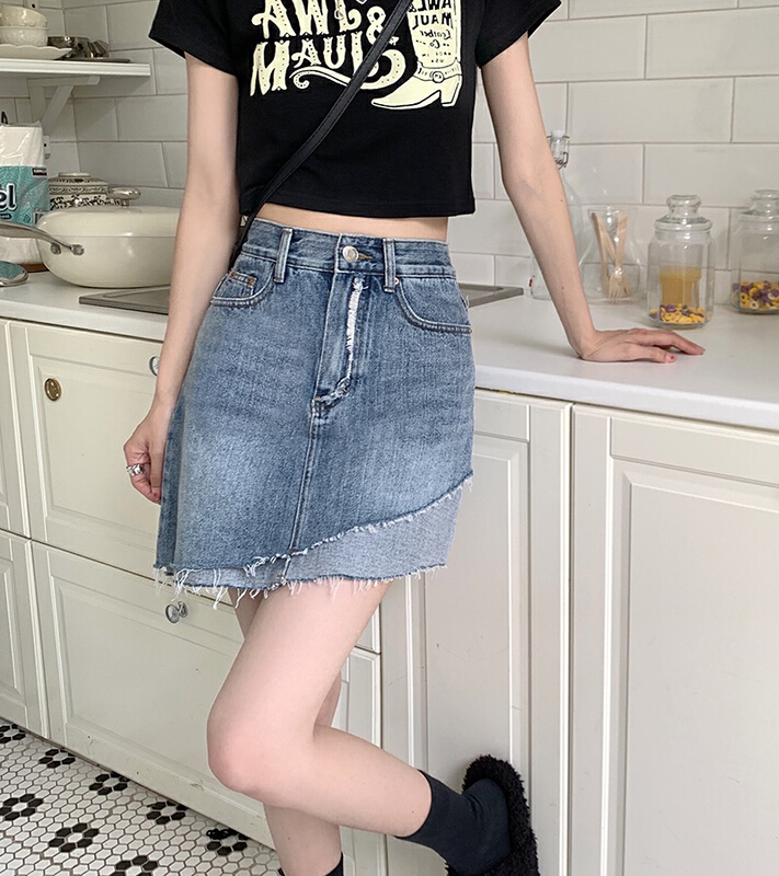 [four seasons] Vintage irregular denim skirt 8876# LSL