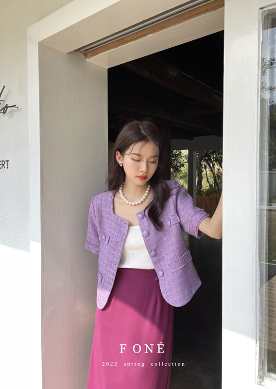 [f one] Korean fashion small fragrance temperament short coat 66021# WPL