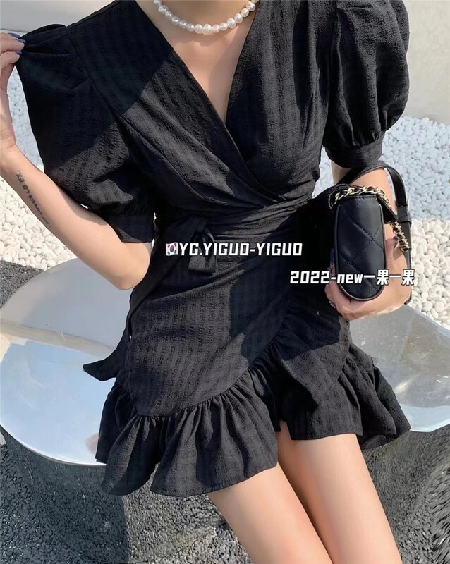 [yiguoyiguo] V-neck versatile jdai dress 68100-1# PCZ