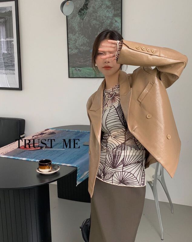 [trust me] fashion trend simple and versatile leather clothes 18770# YYW