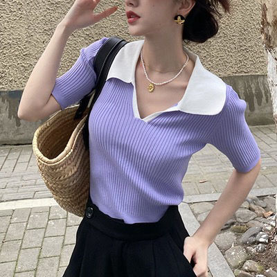 [f · P] French color blocking fashion sweater 9197# HBx