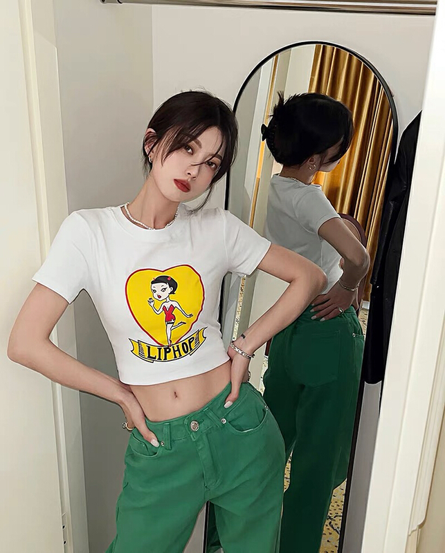 [blue show] print comfortable and versatile short sleeve T-shirt 9119# LSW