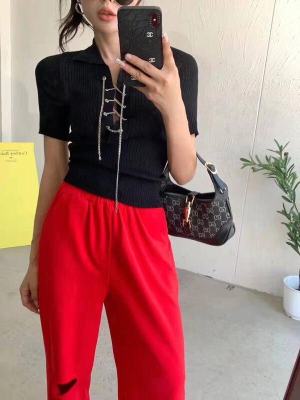 [buyer] chain Pullover solid color ice silk sweater q12# WTT