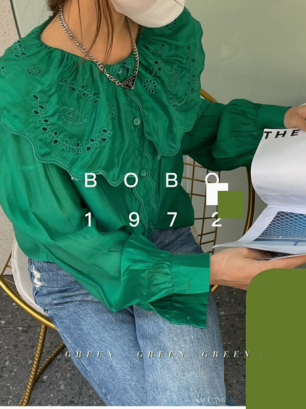 goods in stock! New in early summer! [bobo1972] Korean simple personalized shirt 226855# ozq