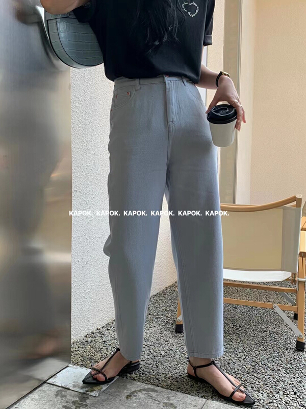 goods in stock! New year in early spring! [kapok] straight high waist slim cropped jeans 533# zxl