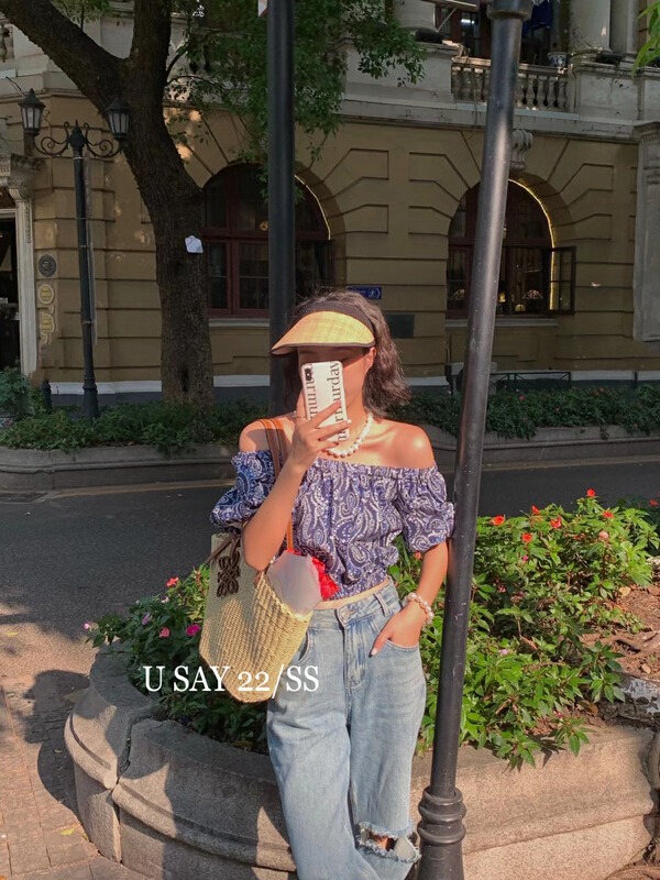 [u say] bubble sleeve off shoulder style blouse (only selling blouses) 65879# LSL