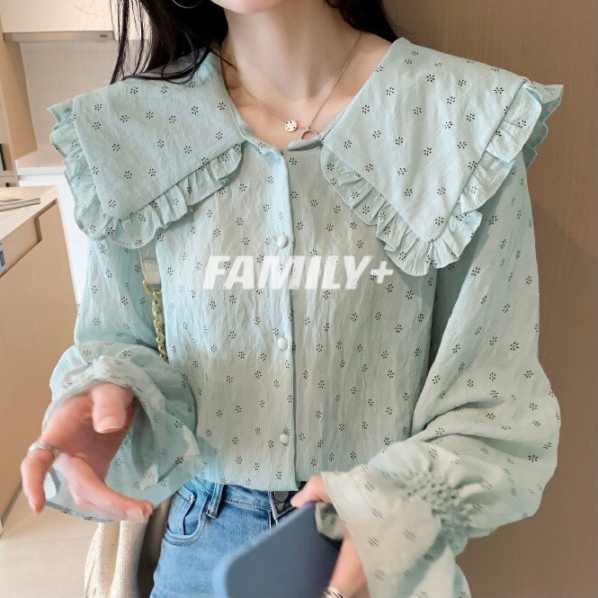 New year in early spring! [family +] Korean lotus leaf collar floral blouse 22115# ozq