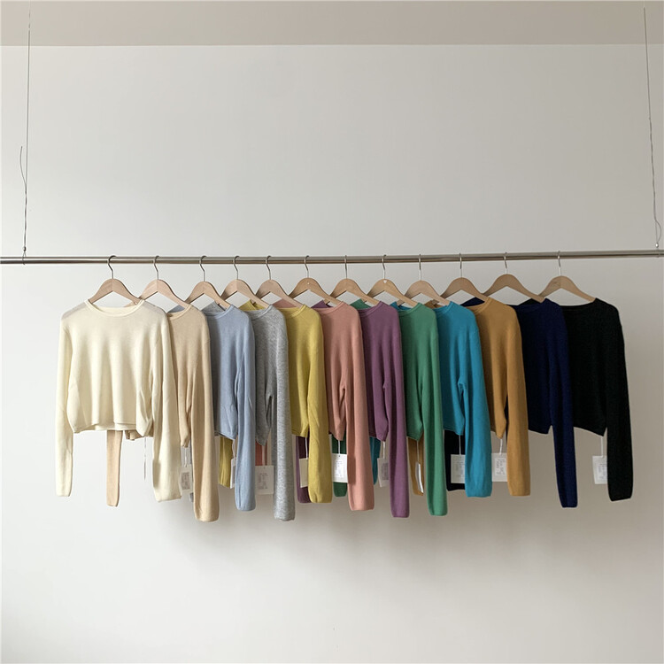 goods in stock! [bloom place] simple solid color short T-shirt (including 10% wool) m622059\cls