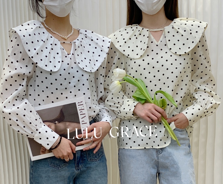 New year in early spring! [Lulu grace] lady gentle wind doll collar wave point blouse 6200# ZSY