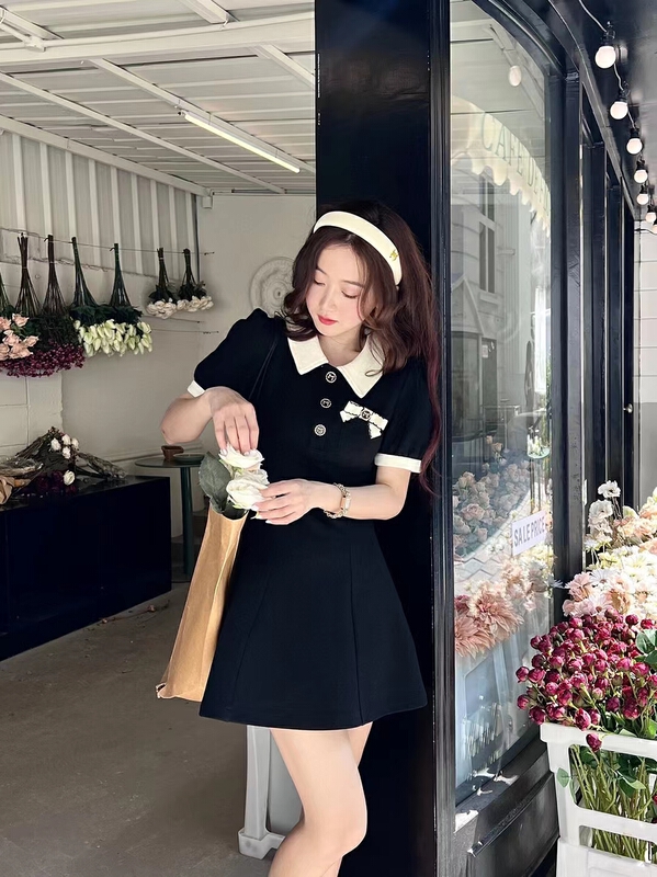 [kakajia] slim and versatile bow dress 2046# ozq