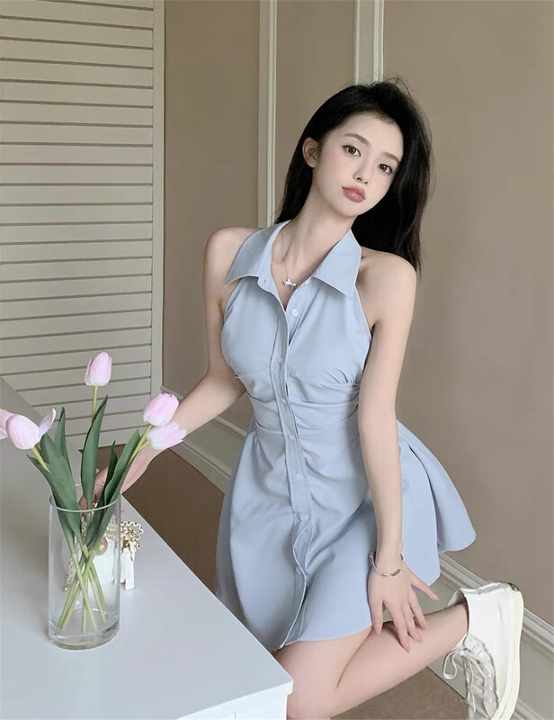 [Korean C family] Korean solid color shirt sleeveless dress 9745# PCZ
