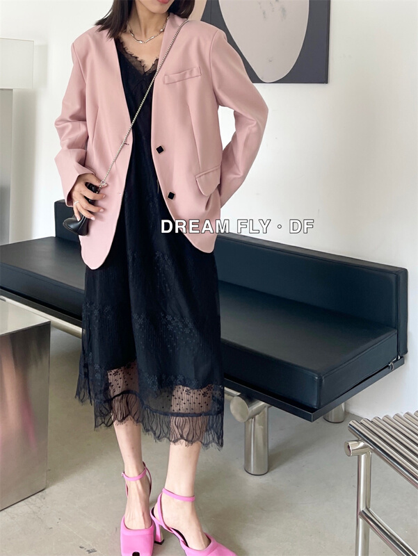 New year in early spring! [dream fly] solid V-neck single breasted suit 61052# XJ