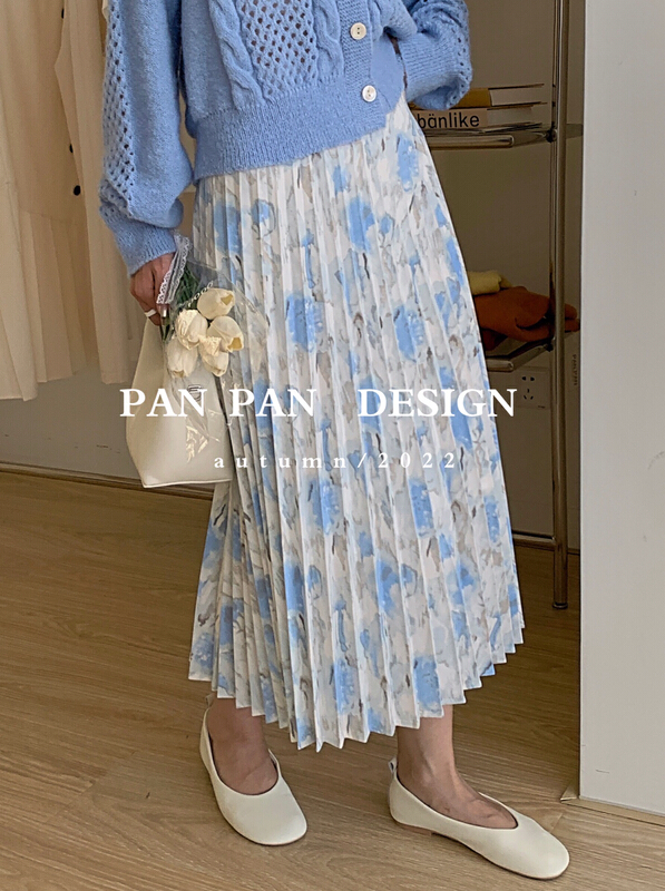 New year in early spring! [Panpan] pleated floral Korean skirt 8277# cqw