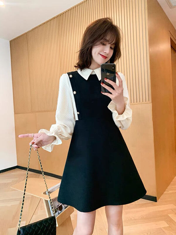 [L.L studio] French design fake two piece waist dress 7155# PCZ