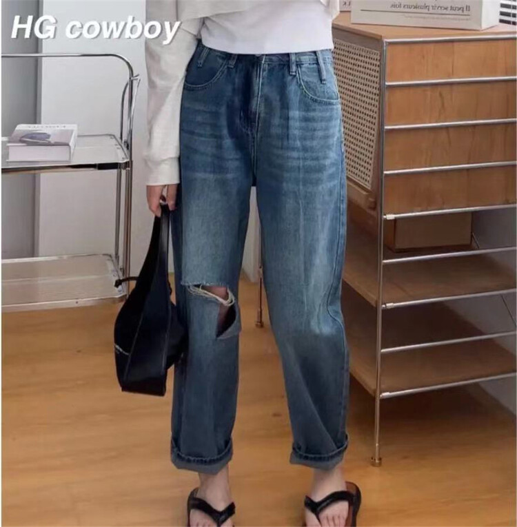 [IU room] ripped loose jeans 1236# XYY