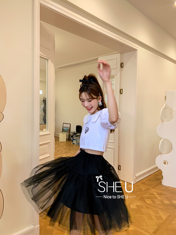New in early summer! [she u] niche mesh versatile skirt c50183-1# cqw
