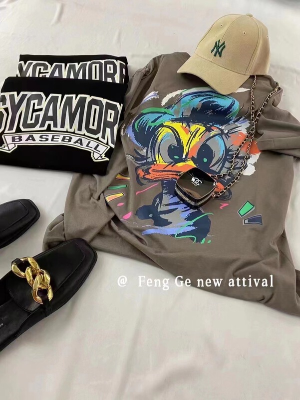 goods in stock! New in early summer! [QIANJIAO] Korean round neck printed short sleeve T-shirt 6865# PCZ