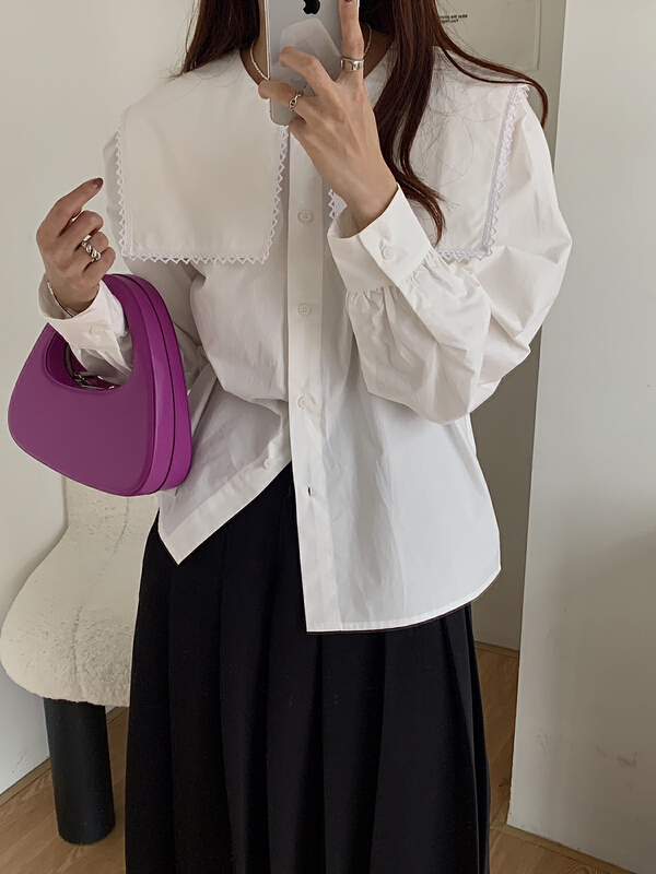 New year in early spring! [on line] retro French romantic lace edge shirt 6181# lwy