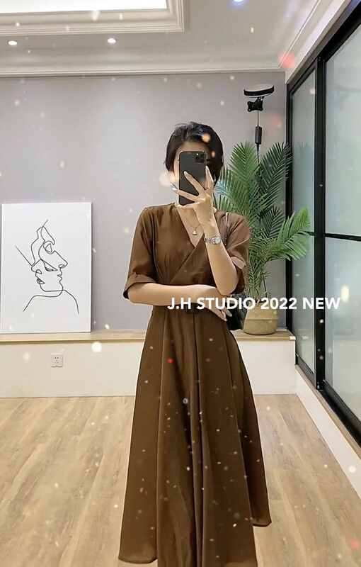 New in early summer! [JH] V-neck versatile basic dress (with belt) 41280# PCZ