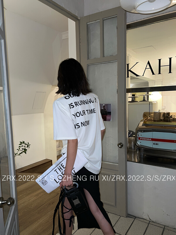 [zhengruxi] personalized fashion wear versatile short sleeved T-shirt (with necklace and removable shoulder pad) 11658# WTT