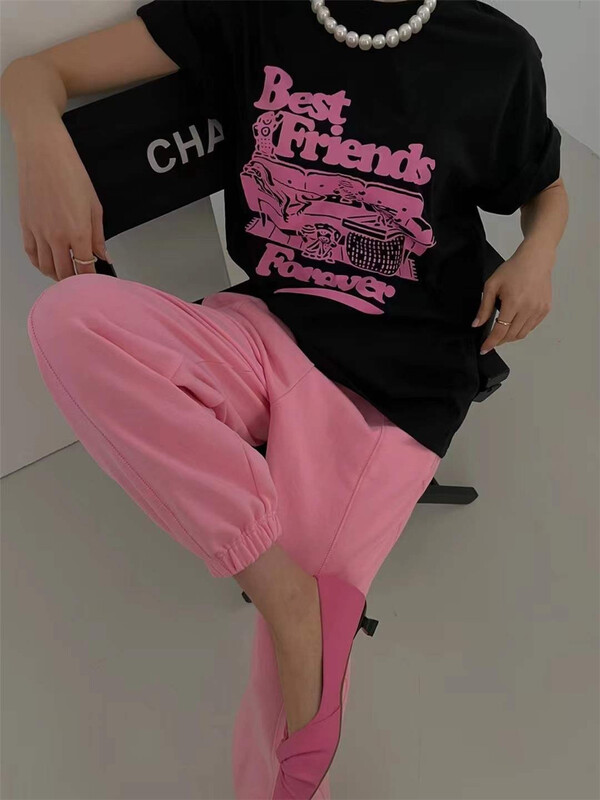[wut / N Cola] personalized letter loose Casual Short Sleeve T-shirt 6676# LSL