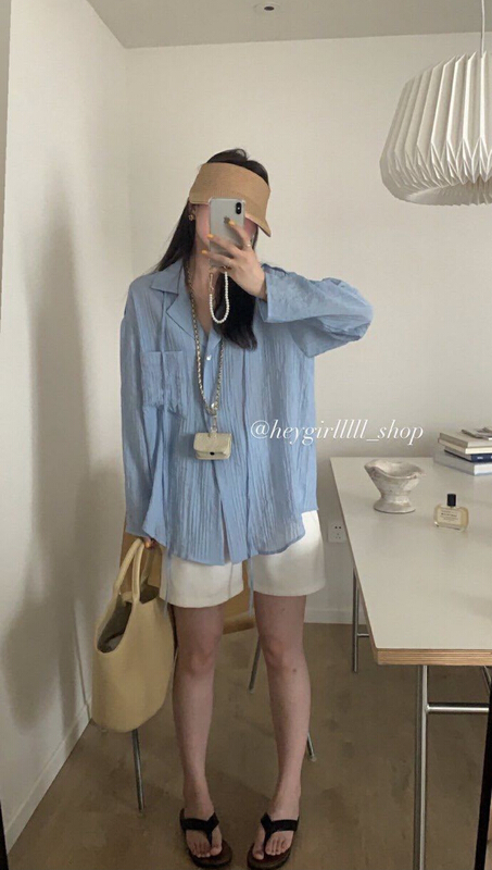 New year in early spring! [by] three dimensional solid color pleated texture shirt 543# HBx