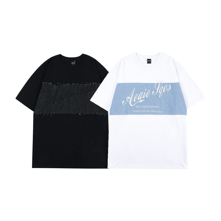[venue] Korean personalized BF style contrast letters short sleeve T-shirt ld1013# CSX